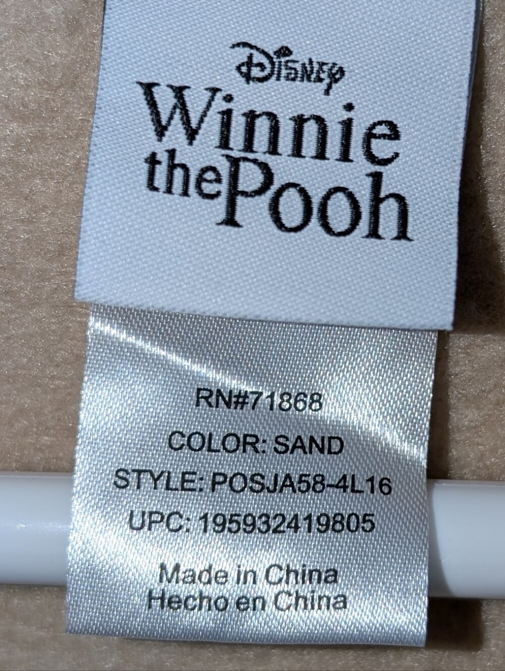 Disney Beige Hoodie with Yellow Winnie the Pooh Patch - Picture 6 of 8